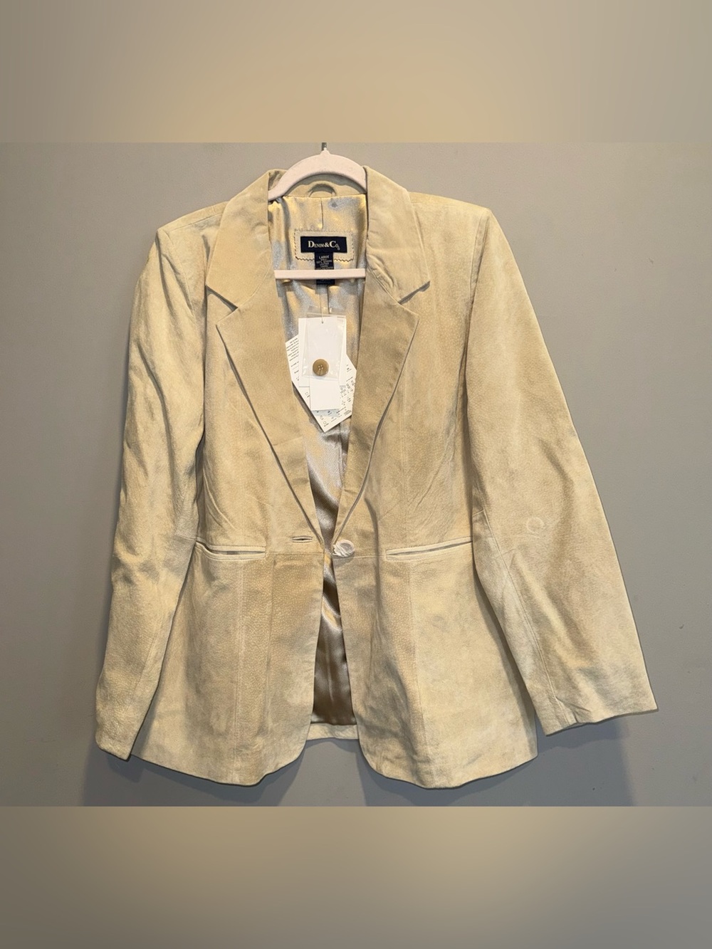 Denim&Co Cream Suede Blazer Jacket - Women
